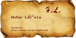 Hofer Lívia névjegykártya